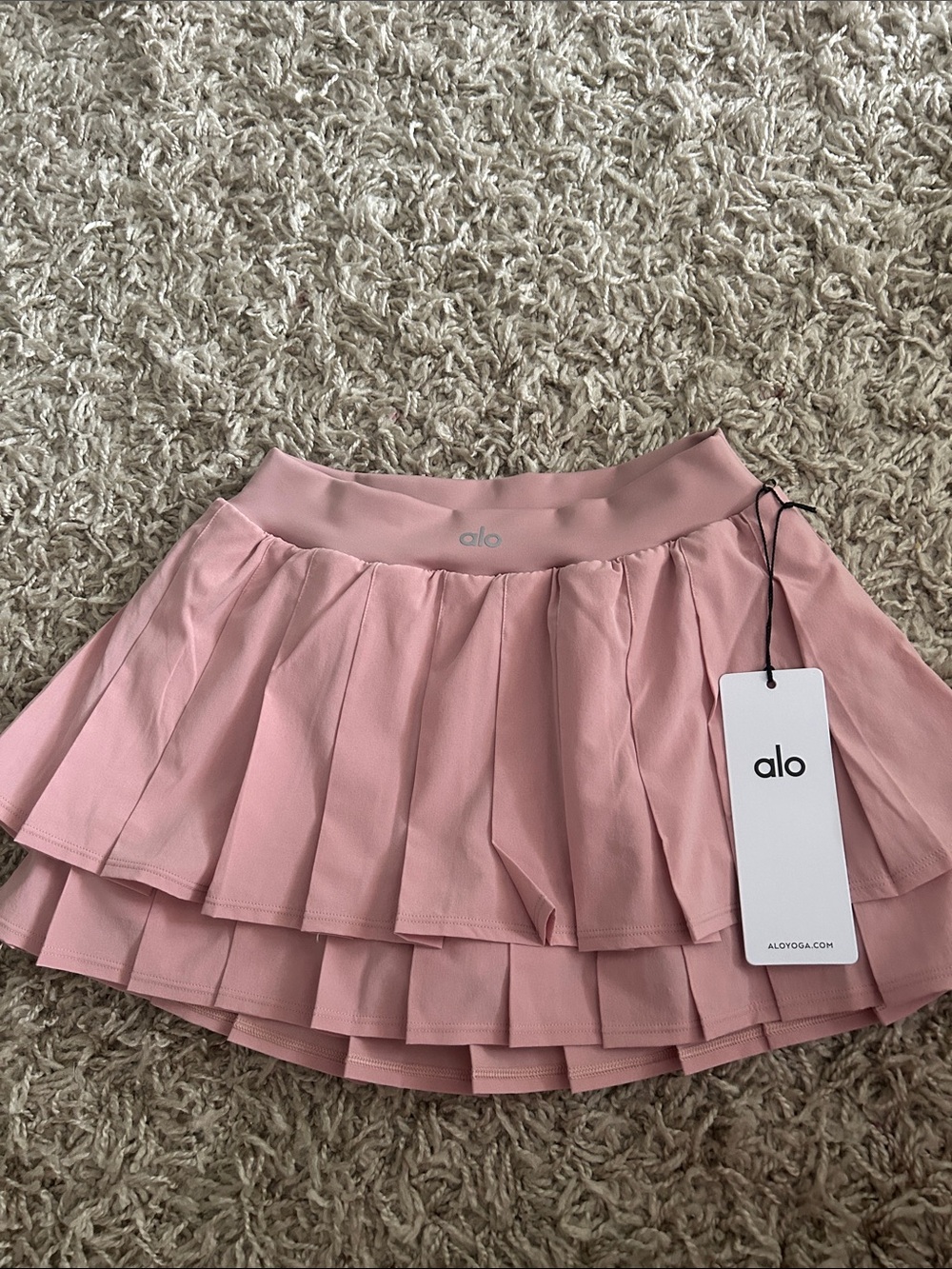 ALO Yoga Vintage Pink Pleated Skater Skirt Small